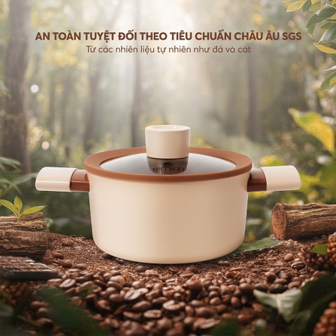 Nồi chống dính Ceramic Elmich Mocha EL5539MC 18, 20, 24cm