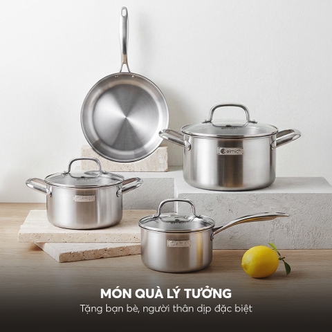 Bộ nồi inox liền khối Elmich EL2485IN02 Size 16,20,24, chảo 26cm