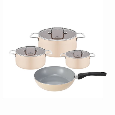 Bộ nồi chảo chống dính ceramic Elmich Core Lima 16, 20, 24, chảo 26cm
