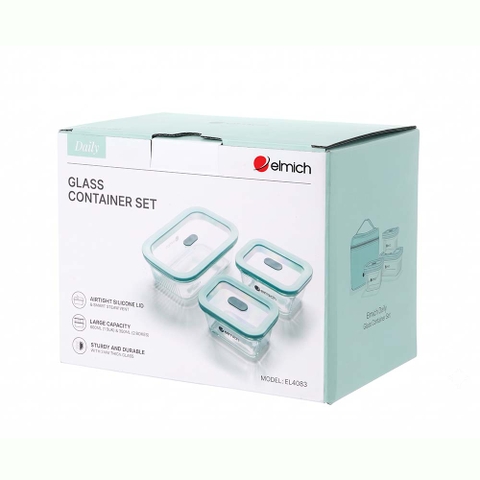 Bộ 3 hộp cơm thủy tinh Elmich Daily