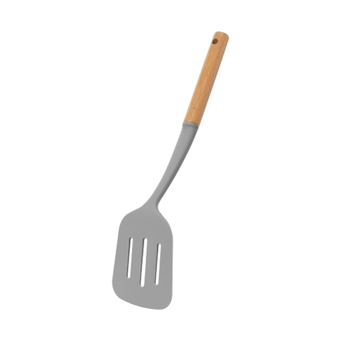 Xẻng lật silicone có rãnh cán gỗ Elmich Daily