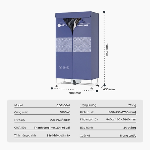 Tủ sấy quần áo Elmich CDE-8641