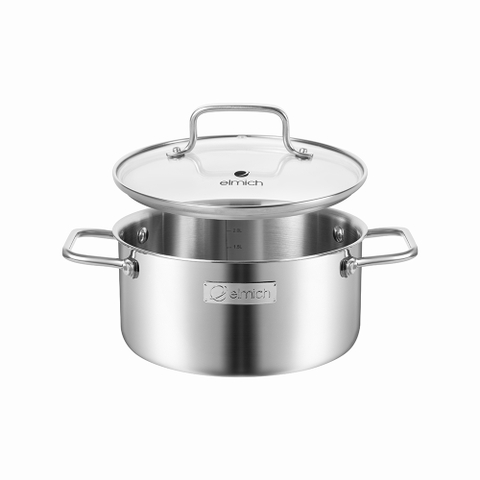 Bộ nồi chảo inox liền khối Elmich Daily Plovdi 16, 20, 24, chảo 24cm