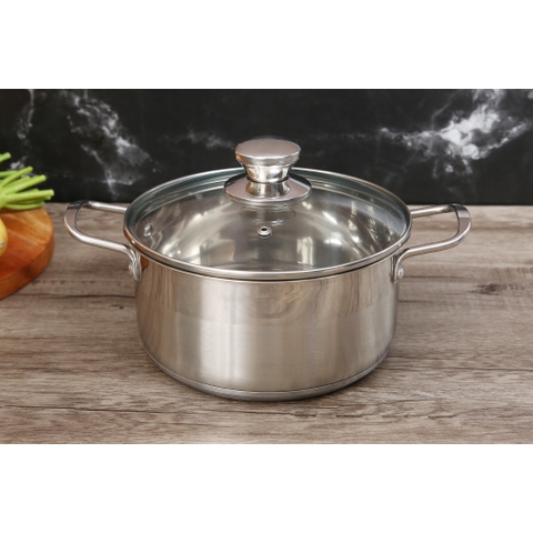 Nồi inox 3 đáy nắp kiếng Smartcook SM240XMN Size 16-20-24cm