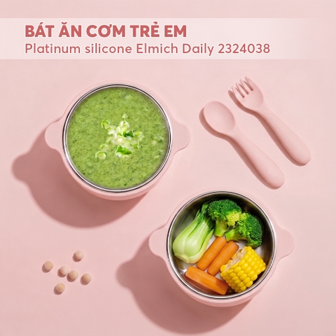 Bát ăn cơm trẻ em platinum silicone Elmich Daily