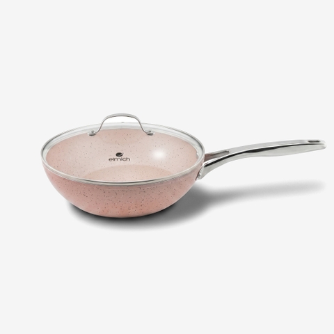 Chảo vân đá chống dính cao cấp Elmich có đáy từ vung kính size 28cm