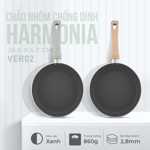 Chảo nhôm chống dính đáy từ Elmich Harmonia size 20cm-24cm-26cm-28cm