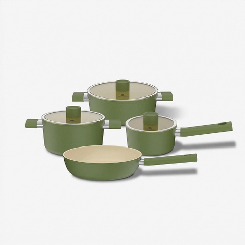 Bộ nồi  phủ sứ an toàn Elmich Olive EL-5220OV04 quánh 16, nồi 20, 24, chảo 26cm