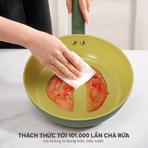 Bộ nồi chống dính ceramic Elmich Plus Olive EL5220OV04 quánh 16, nồi 20, 24 chảo 26cm