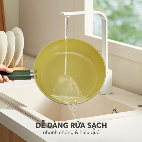 Bộ nồi chống dính ceramic Elmich Plus Olive EL5220OV04 quánh 16, nồi 20, 24 chảo 26cm