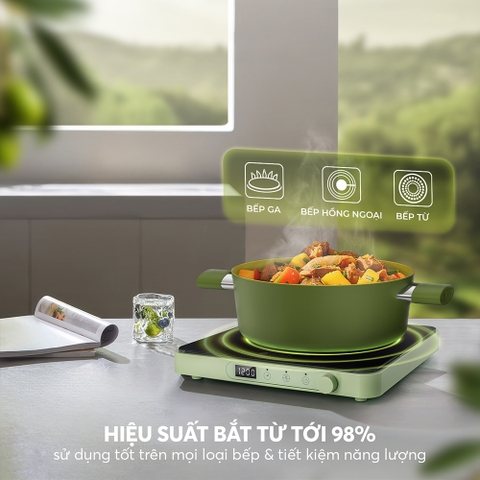 Bộ nồi chống dính Ceramic Elmich Plus Olive EL5233OV03-18,20,24cm