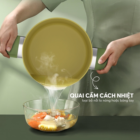 Bộ nồi chống dính Ceramic Elmich Plus Olive EL5233OV03-18,20,24cm