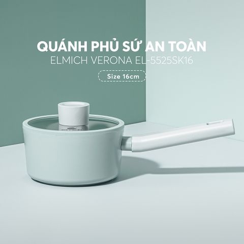 Quánh phủ sứ an toàn Elmich Verona EL-5525SK16 Size 16cm
