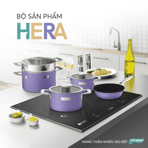 Bộ nồi Inox liền khối Elmich Hera Size 16, 18, 22, chảo 24cm