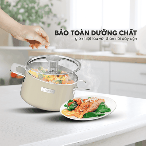 Nồi inox liền khối Elmich Hera - Vàng Kem