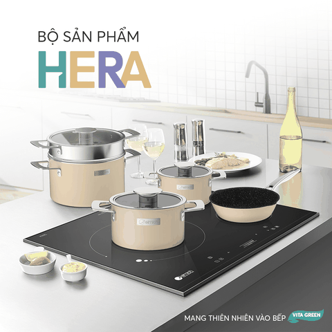 Bộ nồi Inox liền khối Elmich Hera Size 16, 18, 22, chảo 24cm