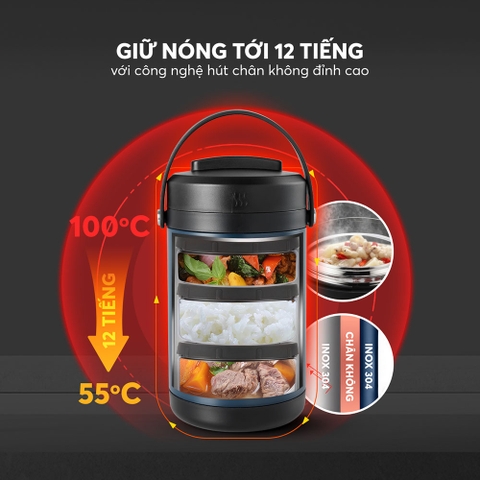 Hộp cơm giữ nhiệt inox 304 Elmich EL8302 dung tích 1.7L