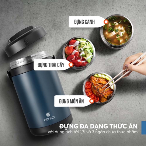 Hộp cơm giữ nhiệt inox 304 Elmich EL8302 dung tích 1.7L