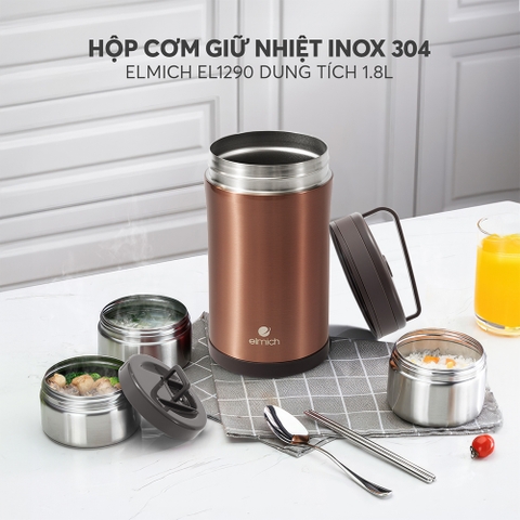 Hộp cơm giữ nhiệt inox 304 Elmich EL1290 dung tích 1.8L