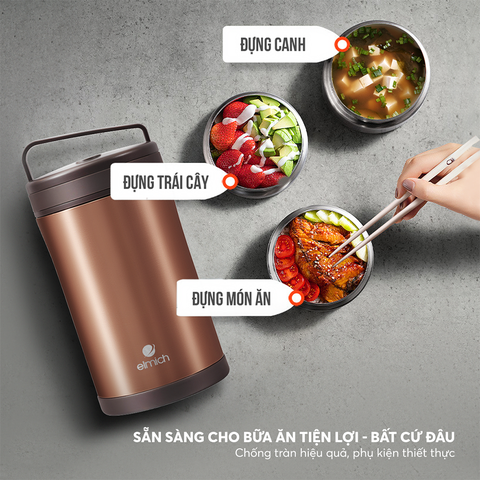 Hộp cơm giữ nhiệt inox 304 Elmich EL1290 dung tích 1.8L