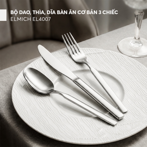 Bộ dao, thìa, dĩa bàn ăn cơ bản 3 chiếc Elmich EL4007