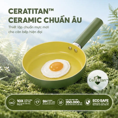 Bộ nồi chảo chống dính ceramic Elmich Plus Olive Baby Full Induction EL5234OV 16cm