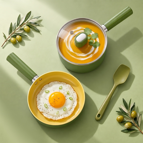 Bộ nồi chảo chống dính ceramic Elmich Plus Olive Baby Full Induction EL5234OV 16cm