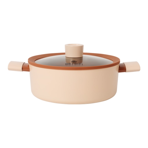Bộ nồi chống dính ceramic Elmich Plus Mocha EL5243MC04-18, 20, 24, quánh 16cm