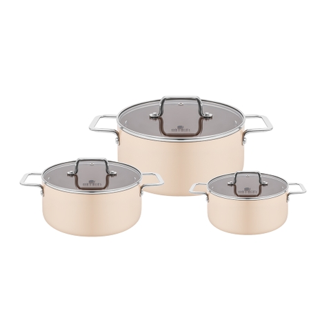 Bộ nồi chống dính Ceramic Elmich Mocha EL5246MC01 Size 16,20,24cm