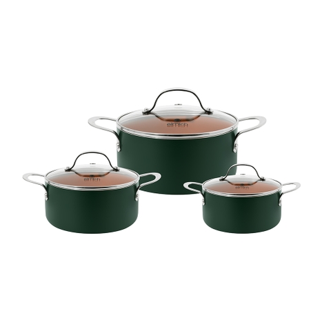 Bộ nồi chống dính Ceramic Elmich Harmony EL5247PT01 size 16,20,24 cm