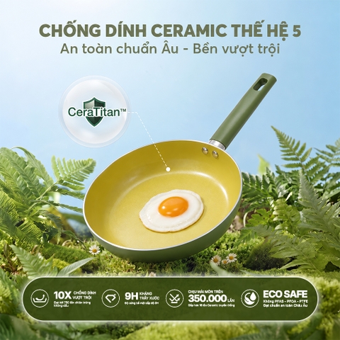 Chảo chống dính Ceramic Elmich Olive EL5984OV