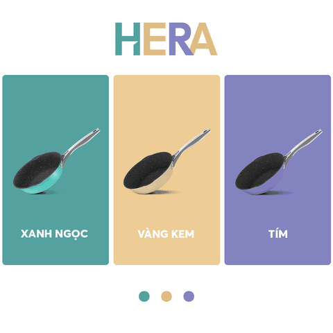 Chảo chống dính Inox liền khối Hera size 20, 24, 26 cm