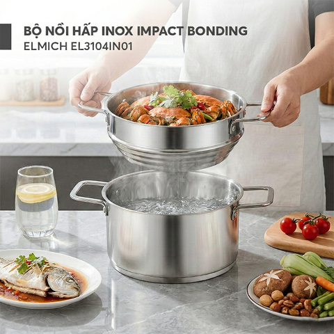 Bộ nồi hấp inox impact bonding Elmich EL3104IN01 Size 24cm