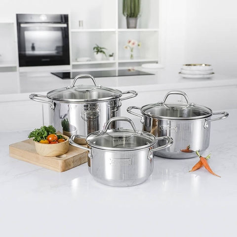 Bộ nồi inox liền khối Elmich EL-2131 size 16, 20, 22cm