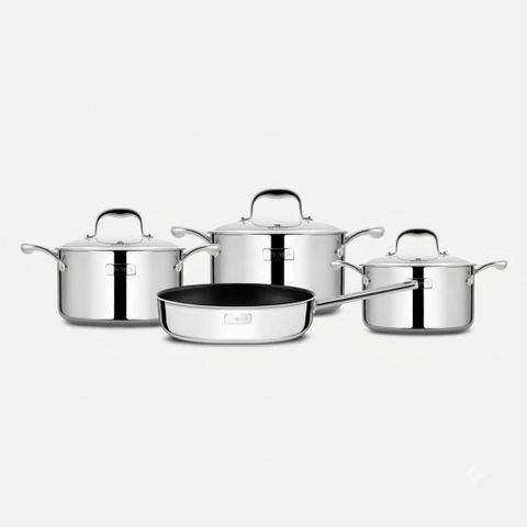 Bộ Inox cao cấp 3 lớp đáy liền Trimax XS EL-3744 size 18, 20, 24, chảo 26cm