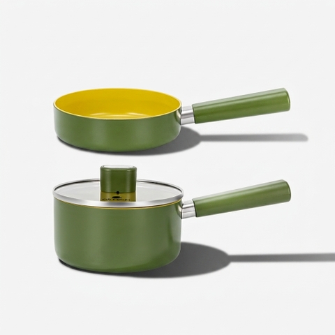 Bộ nồi chảo chống dính Ceramic Elmich Olive Baby full induction EL5234OV size 16cm