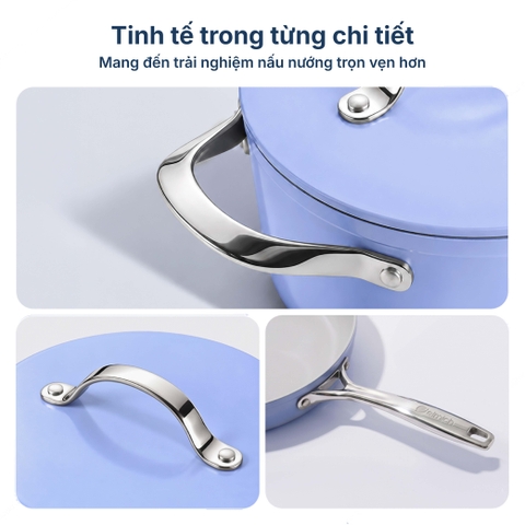 Bộ nồi Ceramic Elmich Premium Zen Quánh 16cm, nồi 18, 20, 24cm