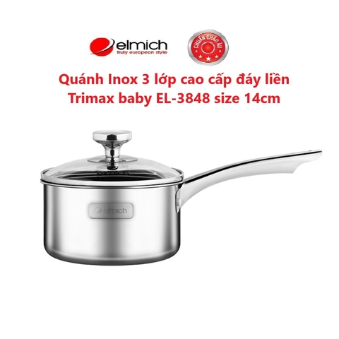 Quánh inox liền khối Elmich Daily Trimax Baby EL3848-14cm