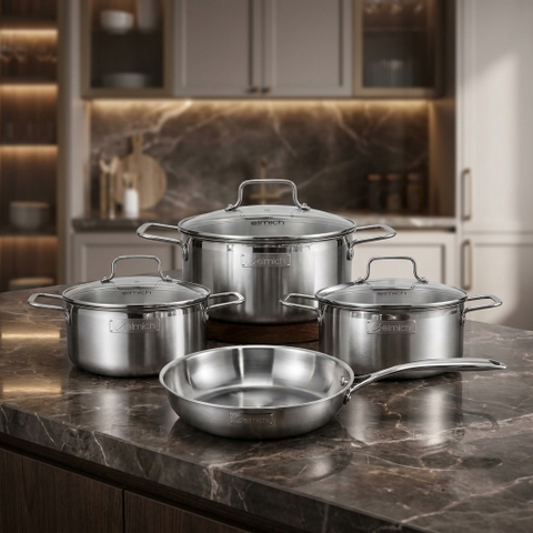 Bộ nồi inox liền khối Elmich Daily EL2476-16, 20, 24 chảo 24cm