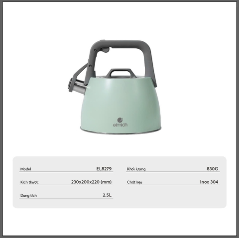 Ấm đun nước inox cao cấp Elmich 2.5L EL8279