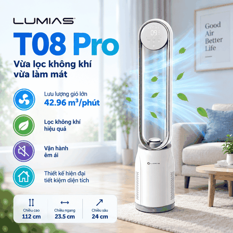 Máy lọc không khí kết hợp quạt không cánh Lumias T08 Pro