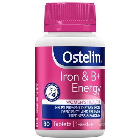 Sắt+Vitamin B+Tăng Lực-Ostelin Iron & B+ Energy 30 Tablets