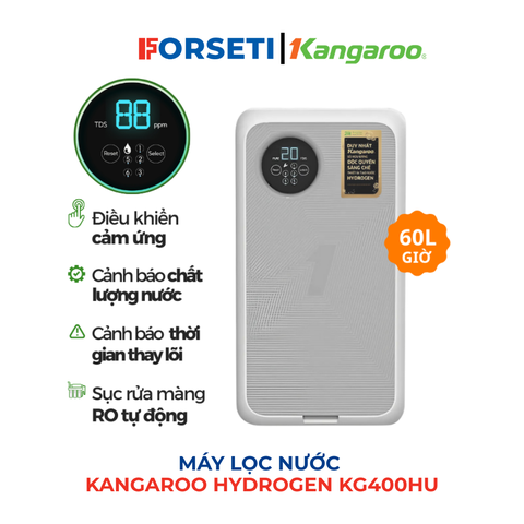 Máy lọc nước Kangaroo Hydrogen KG400HU chính hãng, bảo hành 24 tháng. Máy lọc nước công suất lớn không bình áp dùng cho gia đình hiện đại nhất 2025