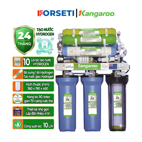 Máy lọc nước để gầm Kangaroo KGRP12 – 9 cấp lọc. Hàng chính hãng thiết kế nhỏ gọn cho mọi không gian bếp. Mẫu mới 2025