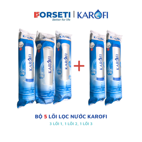 Bộ 5 lõi lọc nước Karofi chính hãng cho máy lọc nước RO (Bộ lõi thô 1,2,3 và 2 lõi 1)