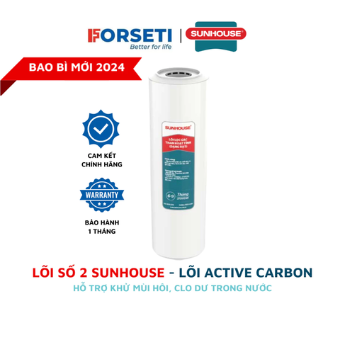 Lõi lọc nước số 2 Sunhouse, lõi than hoạt tính Active Carbon hỗ trợ khử màu, mùi hôi và Clo dư trong nước