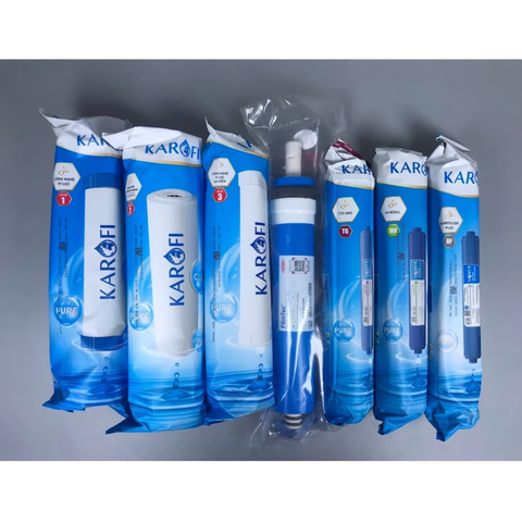 Combo 7 lõi lọc nước Karofi chính hãng dùng cho các máy lọc nước 7 cấp (123 RO50 T33, Min, Nano)