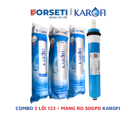 Combo 3 lõi lọc thô 123 và màng RO 50GPD Karofi
