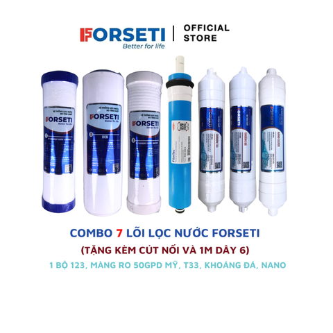 Combo 7 lõi lọc nước Forseti chính hãng dùng cho máy lọc nước RO (123, Ro 50GPD, 568)