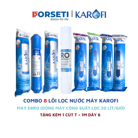 Trọn bộ 8 lõi lọc nước Karofi chính hãng dùng cho máy lọc nước Karofi E8RO ( dùng màng RO 100)
